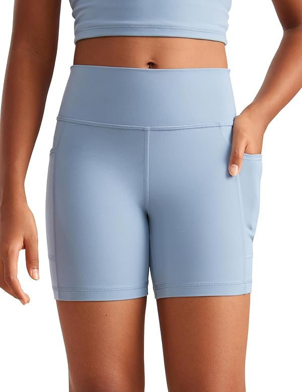 CRZ YOGA Girls Butterluxe Athletic High Waist Biker Shorts with Pockets - Lounge Active Dance Yog... | Amazon (US)