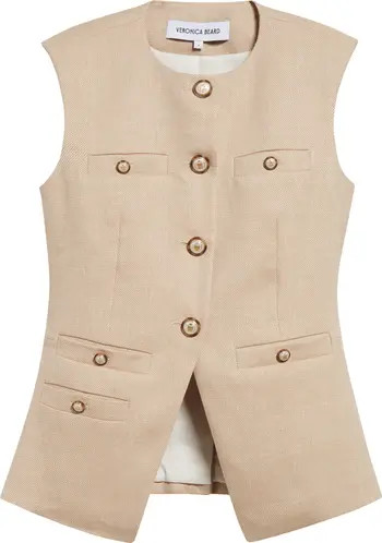 Veronica Beard Tamara Linen Blend Twill Vest | Nordstrom | Nordstrom