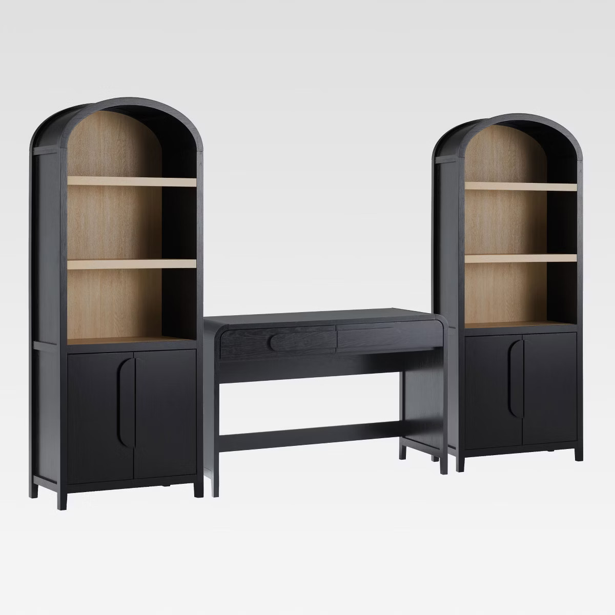 Saracina Home 3pc Modern Writing Desk with 2 Arched Bookcase Cabinets | Target