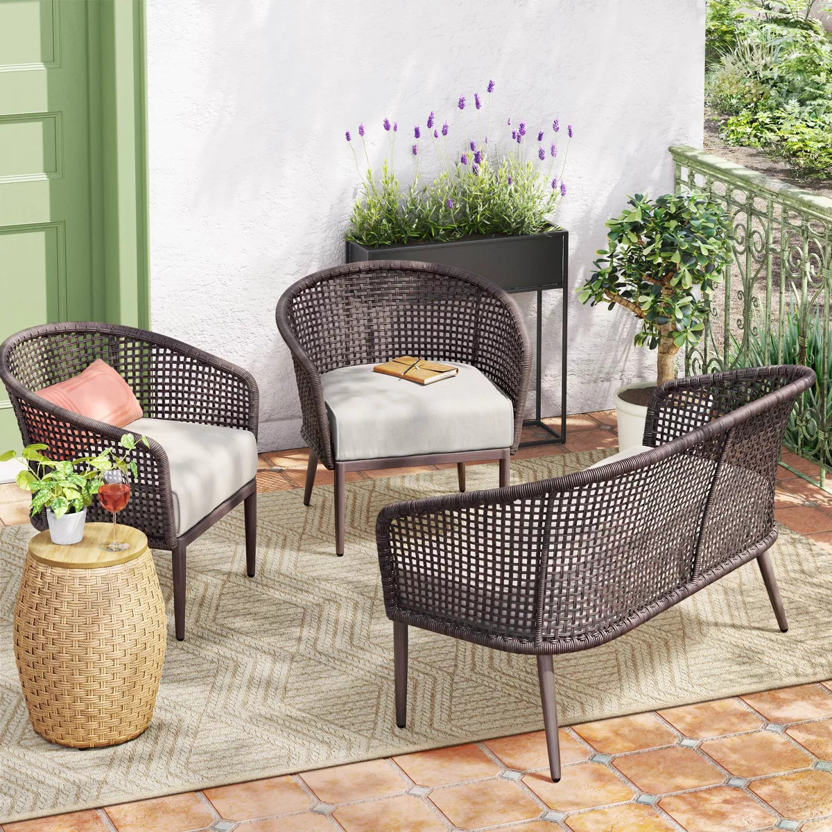 Natural Wicker Round Storage Accent Table - Threshold™ | Target