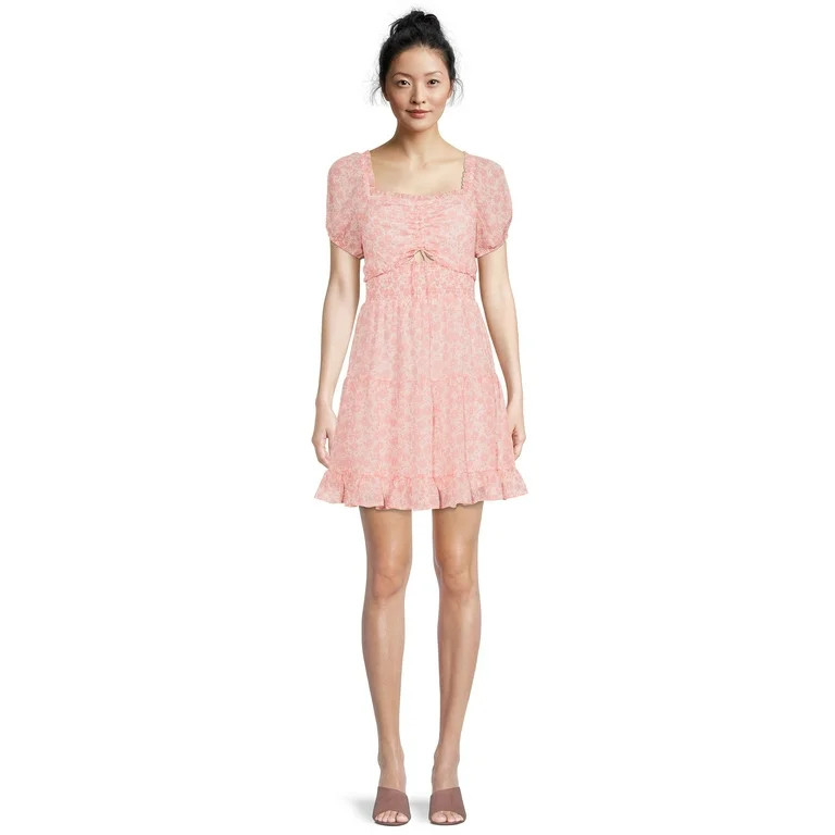 Madden NYC Juniors’ Smocked Waist Dress with Cut Out, Sizes XS-XXXL - Walmart.com | Walmart (US)