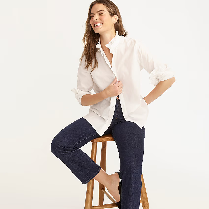 Classic-fit ruffleneck shirt | J. Crew US