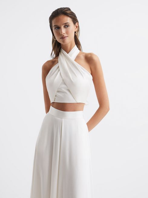 Cropped Halter Occasion Top | Reiss UK