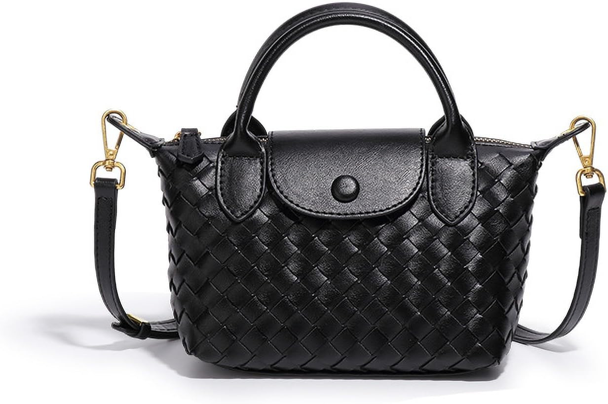 Mini Small Size Braided Luxury Leather Women's top Handle Handbag Fashion Travel Daily Satchel | Amazon (US)