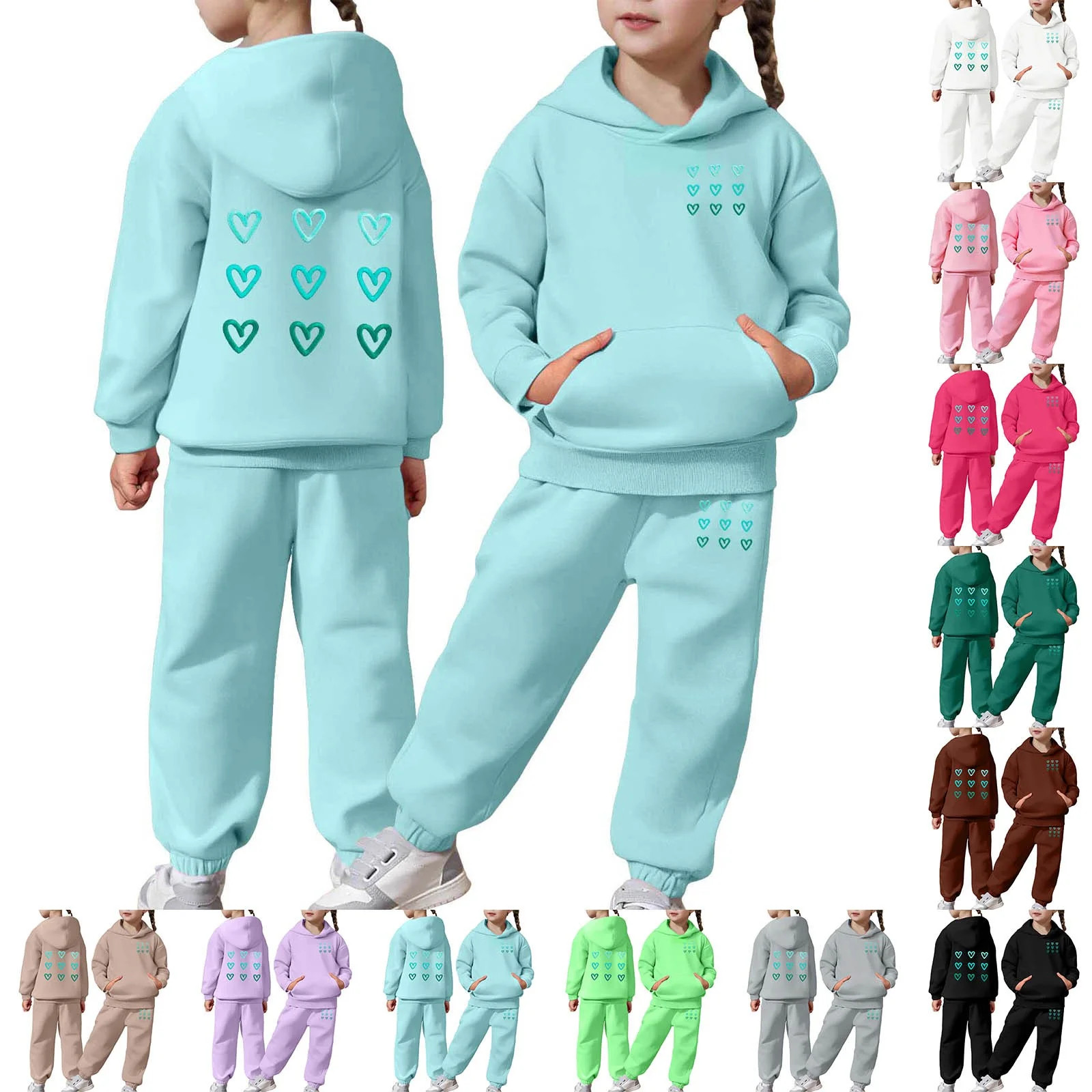 Gelikeya Girls Graphic Jogging Suits Sweatsuits 2 Piece Set Oversized Hoodie and Sweatpants Fall ... | Walmart (US)
