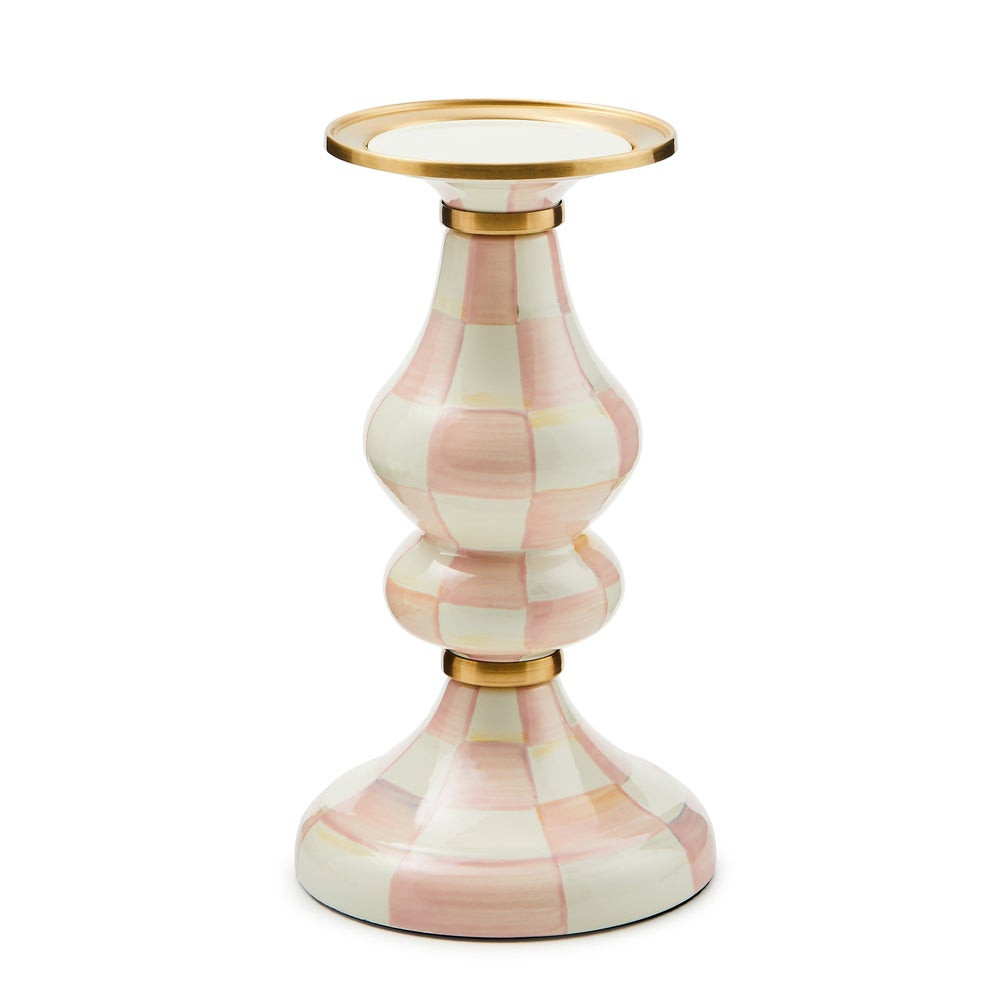 Rosy Check Medium Pillar Candlestick | MacKenzie-Childs