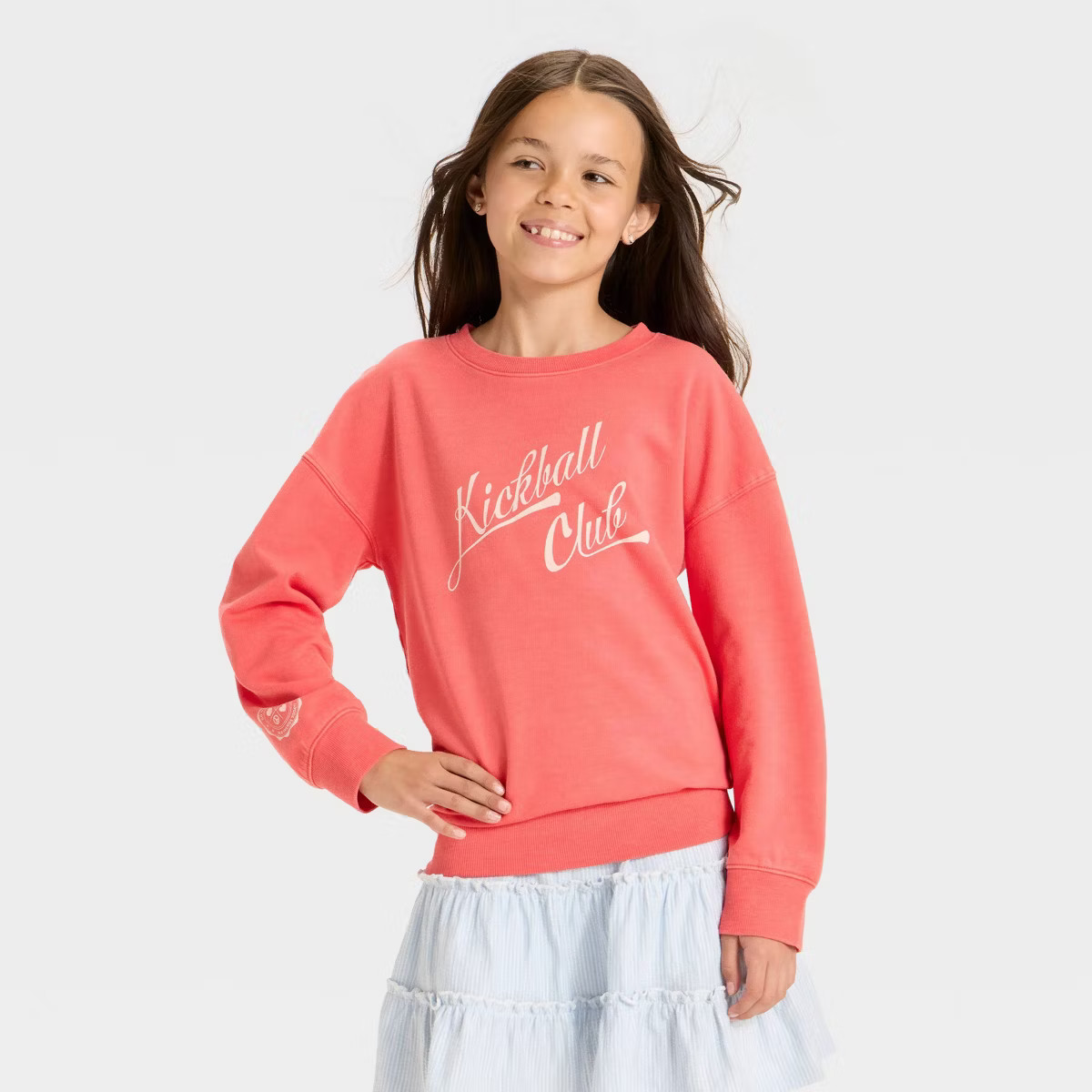 Girls' Relaxed Fit French Terry Pullover Shirt - Cat & Jack™ | Target