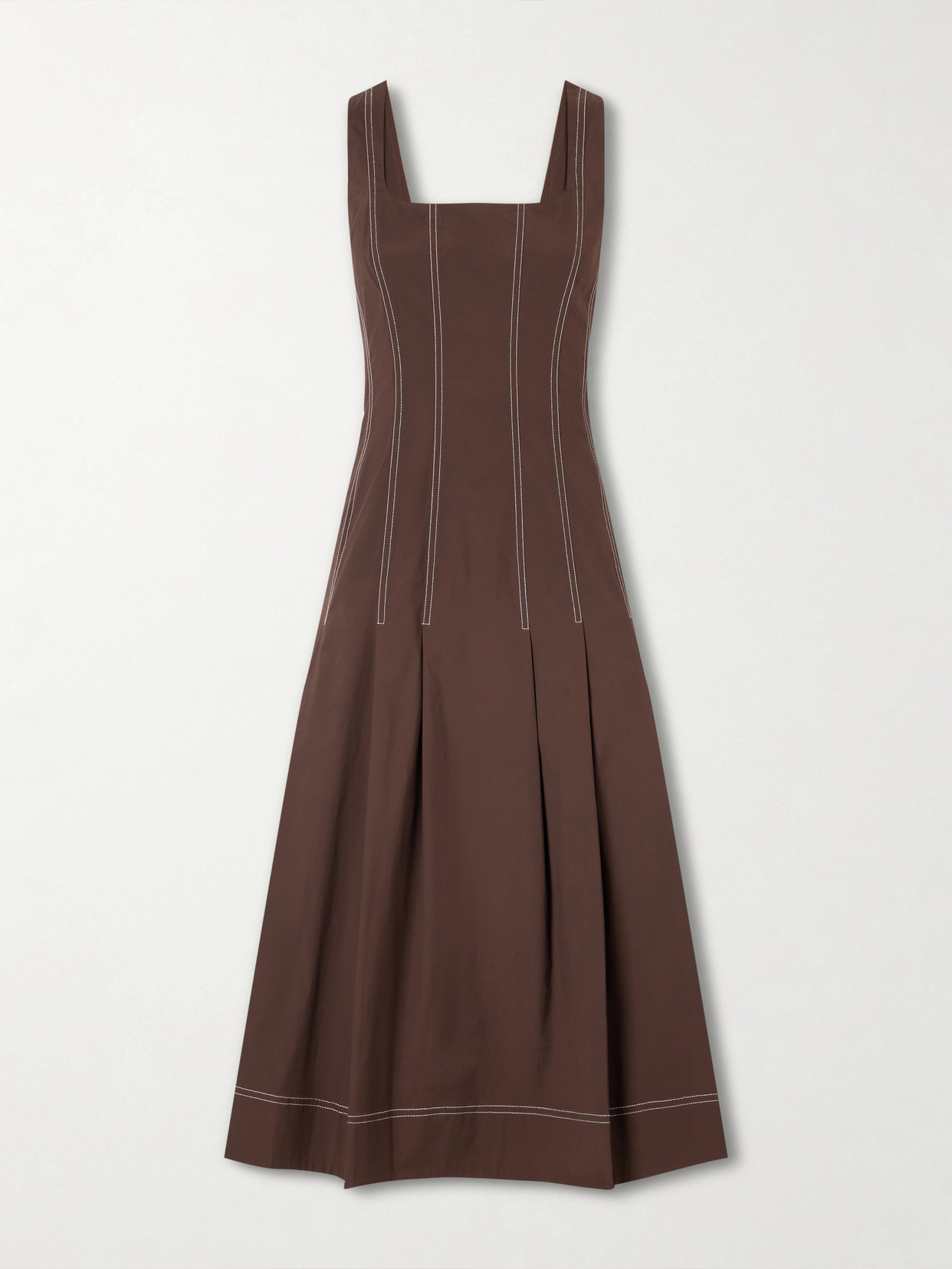 Veronica Beard - Jolie Cotton-blend Poplin Midi Dress - Brown | NET-A-PORTER (US)