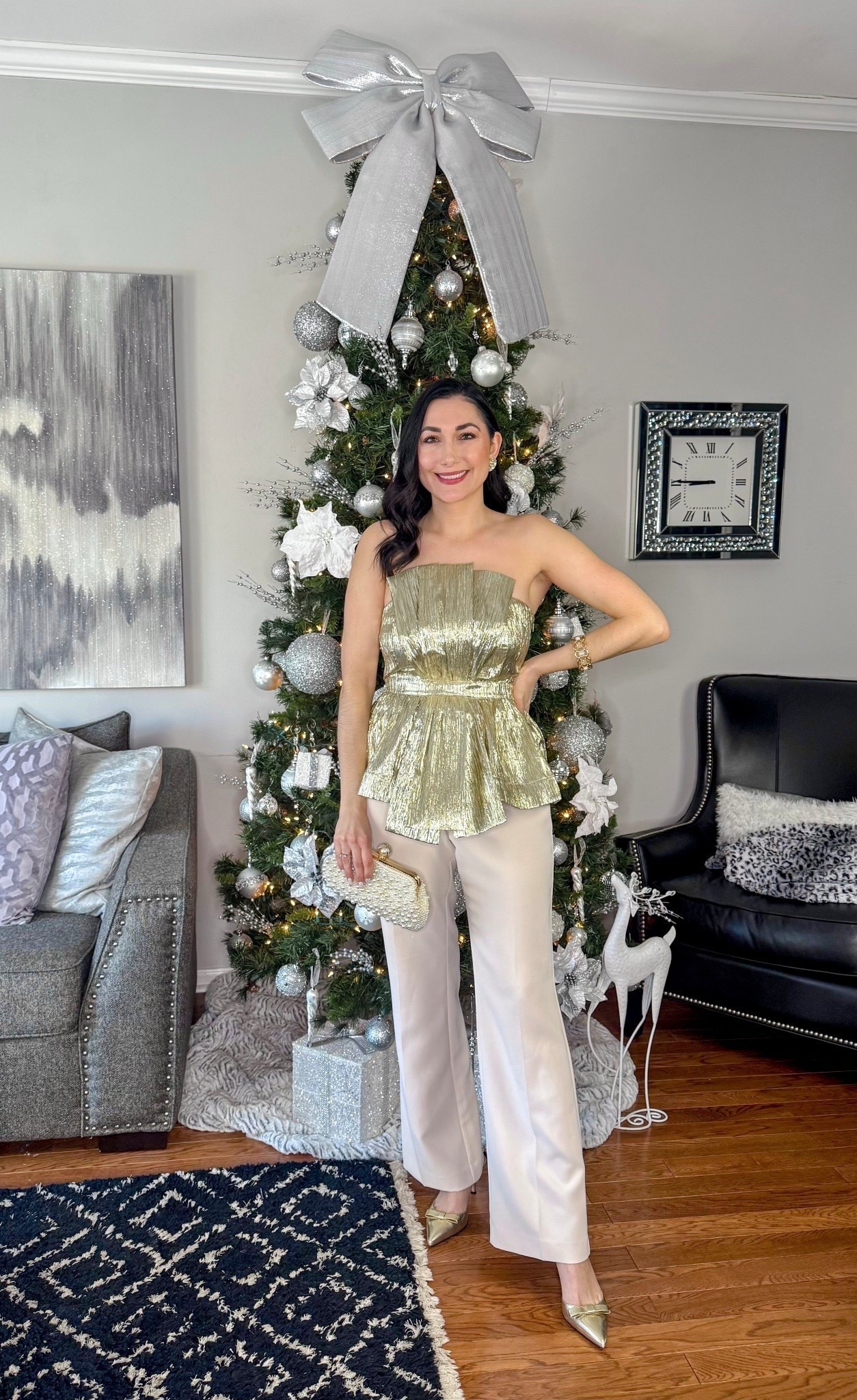 Sale alert!! My gorgeous gold peplum top I wore for the holidays is now on sale 💛

Gold peplum top size small, TTS 
Cream pants size 4 curvy, TTS
Gold pointed toe heels 

NYE outfit
New Year’s Eve outfit 
Christmas outfit 
Holiday party 
Holiday style 



#LTKSeasonal #LTKSaleAlert