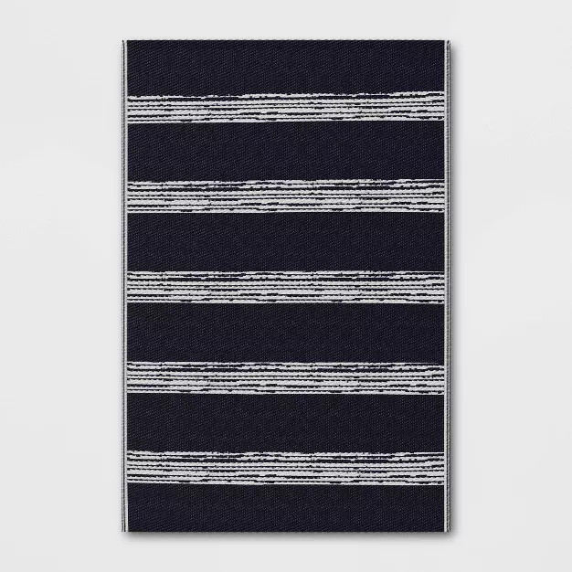 4' x 6' Outdoor Rug Dark Navy Stripe - Room Essentials™ | Target