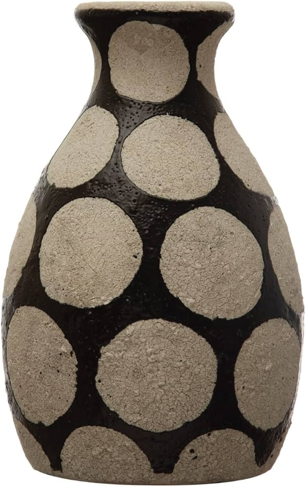 Creative Co-Op Terracotta Wax Relief Dots, Black and Natural Vase | Amazon (US)