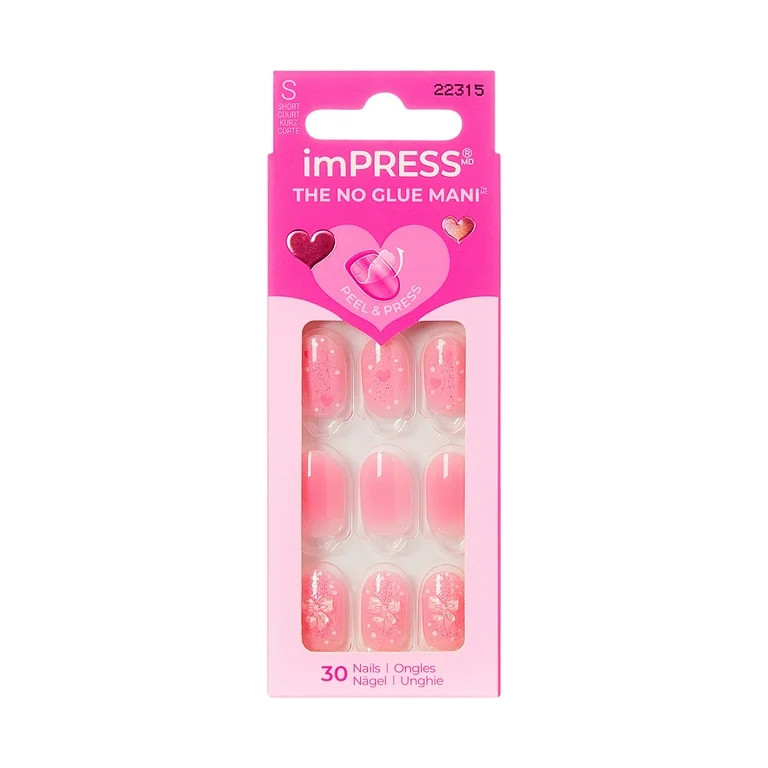 KISS imPRESS Valentine’s Day Press On Nails, Cupid Love, Short Oval, 30 Count | Walmart (US)