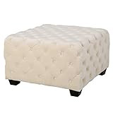 Christopher Knight Home Morris Fully Tufted Square Ottoman, Ivory | Amazon (US)