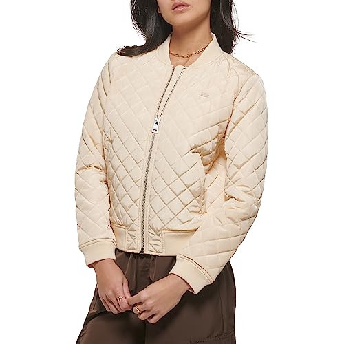 Levi's Women's Diamond Quilted Bomber Jacket, Cream, Small | Amazon (US)