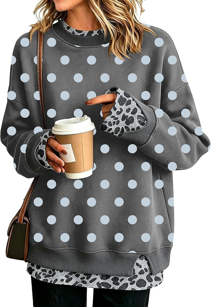 Crew Neck Sweatshirts Women Cute Long Sleeve Oversized Sweatshirt | Amazon (US)