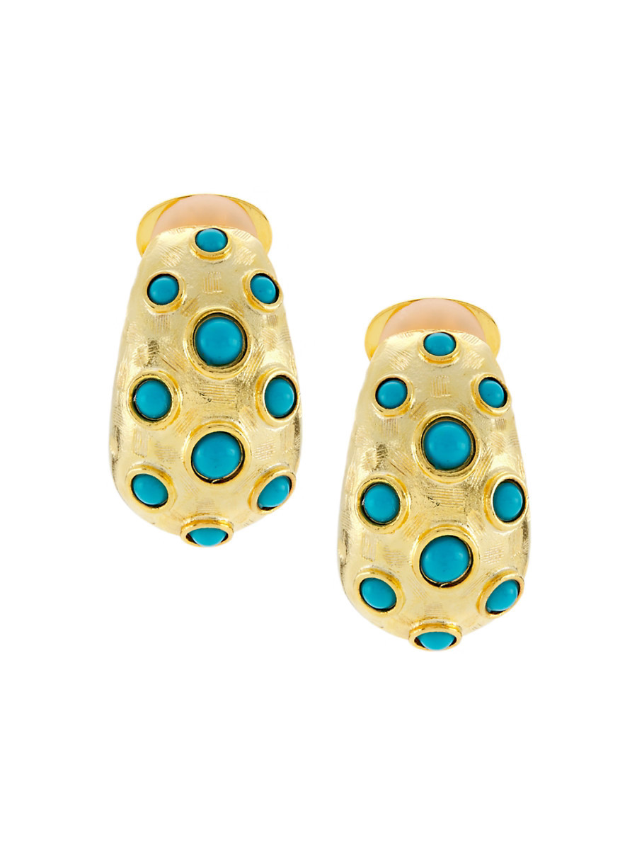 Women's Turquoise Dots 22K Gold-Plated & Resin Drop Earrings - Gold Turquoise | Saks Fifth Avenue