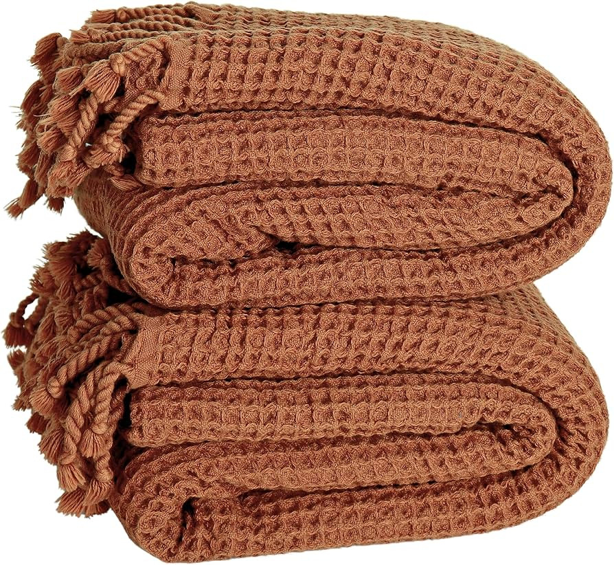 PÜSKÜL - Soft Quality Thin Waffle Bath and Beach Towels 67X33 Inches 2-Pack (Rust) | Amazon (US)