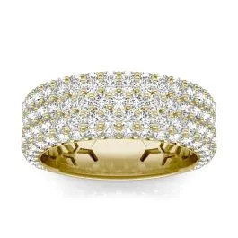 2 2/3 CTW Round Caydia Lab Grown Diamond Five Row Pave Ring 14K Yellow Gold | Charles & Colvard