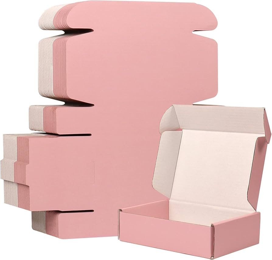 30 Pack 6x4x1.6 Inch Shipping Boxes, Pink Boxes for Packaging Small Business, Corrugated Cardboar... | Amazon (US)