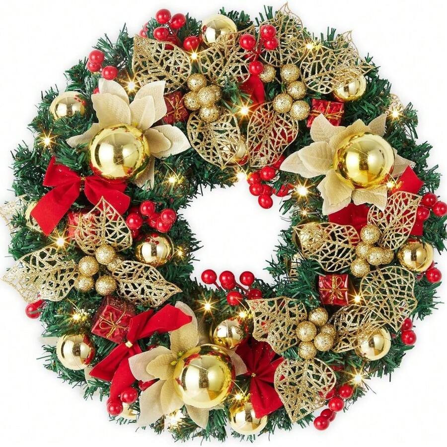 Danolapsi 18" Christmas Wreath,Artificial Holiday Wreath,Christmas Wreath Decorations,Christmas W... | SHEIN