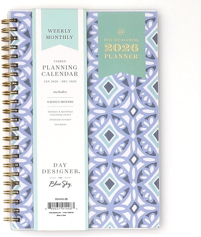 Blue Sky Day Designer 2026 Weekly and Monthly Planner Calendar, January 2026 - December 2026, 5" ... | Amazon (US)