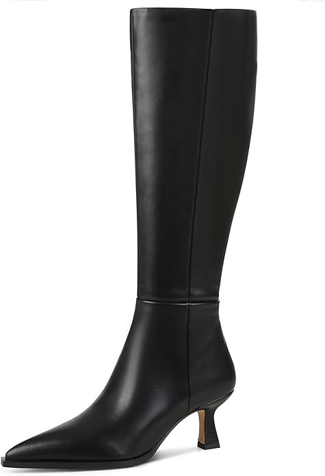 VOMIRA Knee High Boots for Women Black Boots Pointy Toe Kitten Heels Wide Calf Boots 3 In High He... | Amazon (US)