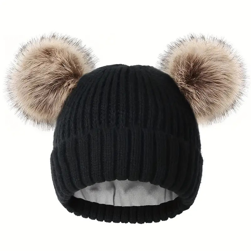 Fleece Lined Cute Winter Beanie Knit Hats With Double Faux - Temu | Temu Affiliate Program