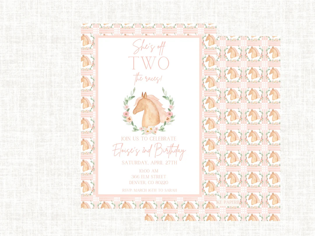Off Two the Races Kentucky Derby Themed Birthday Party Invitation Watercolor Derby Girls Second B... | Etsy (US)