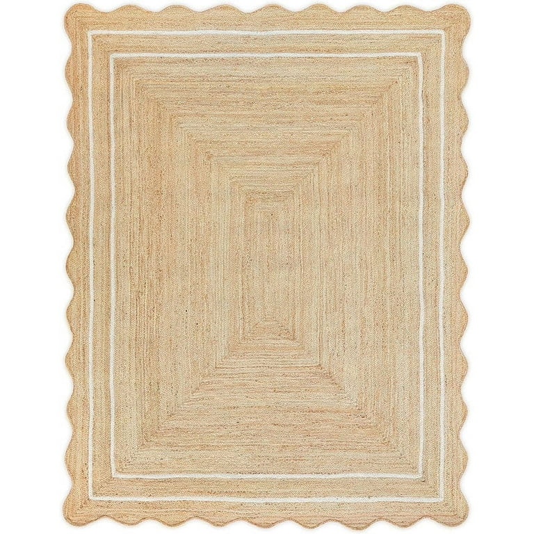 QUINCH Wave Edge Handwoven Area Rug Natural Fiber Farmhouse Boho Jute Rug | Walmart (US)