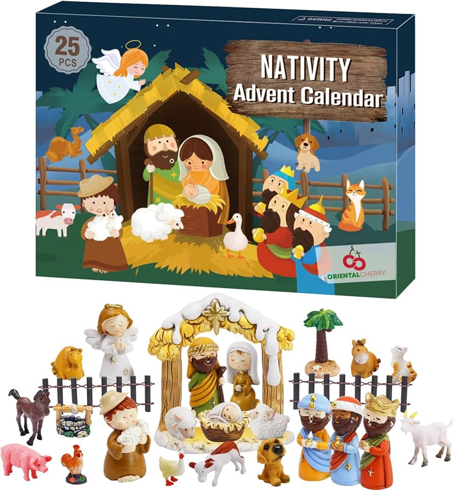 Advent Calendar 2023-25 Days of Christmas Nativity Scene Set - Countdown to for Kids Boys Girls C... | Amazon (US)