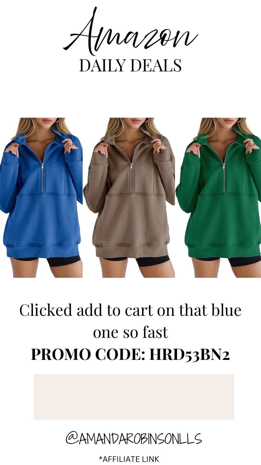 Amazon Daily Deals
Oversized pullover

#LTKSaleAlert #LTKmomlife