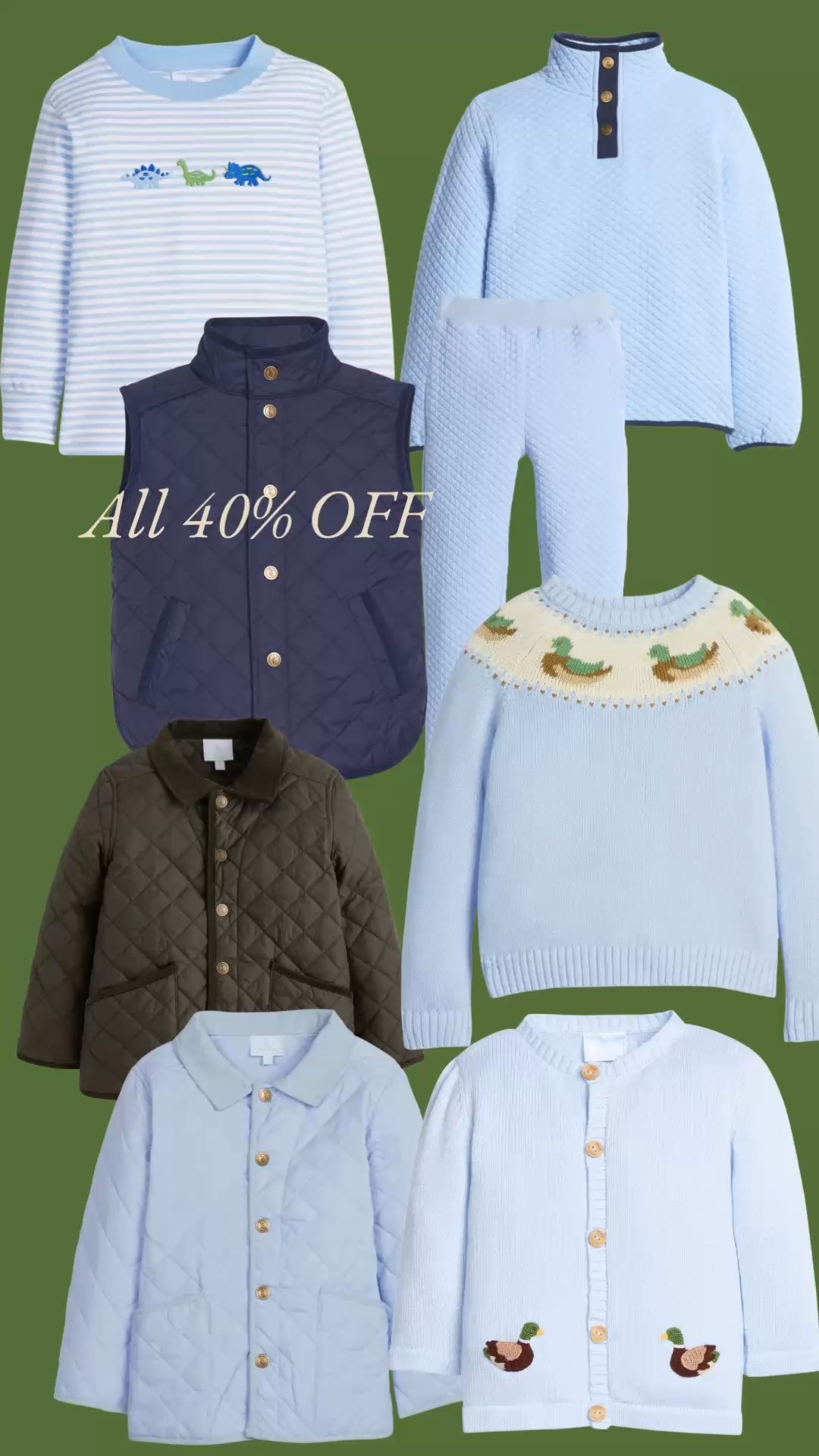 40% off classic kids clothes | little boys, quilted jacket, sweaters, vests, preppy, luxury, Christmas Eve, travel

#LTKKids #LTKHoliday #LTKCyberWeek