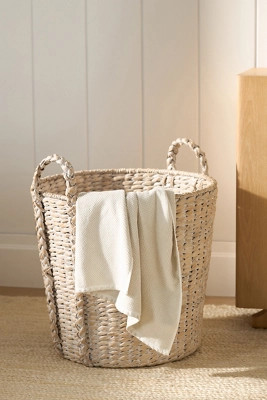 Oversized Whitewash Seagrass Basket | Anthropologie (US)