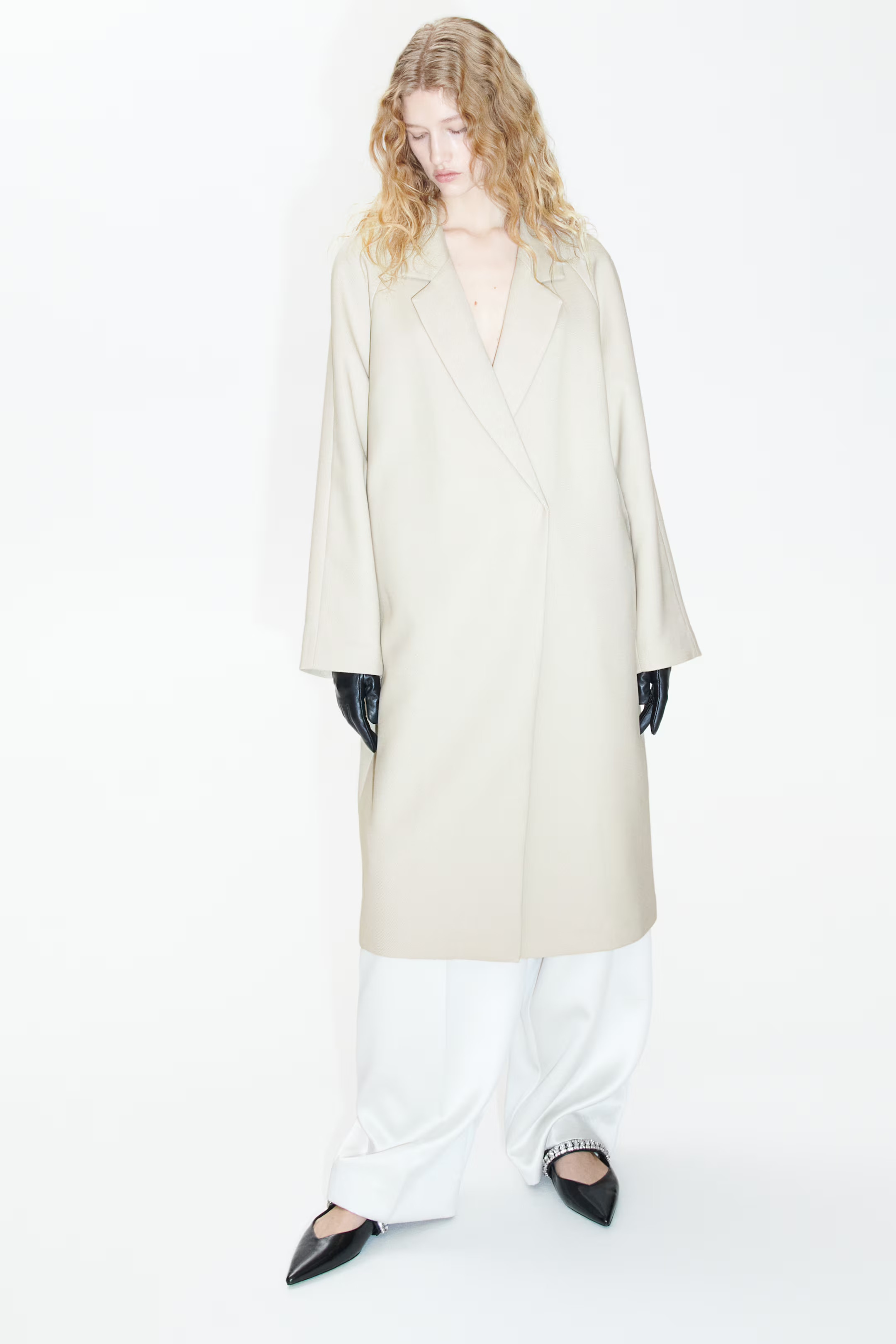 Double-breasted Midi Coat - Light beige - Ladies | H&M US | H&M (US + CA)