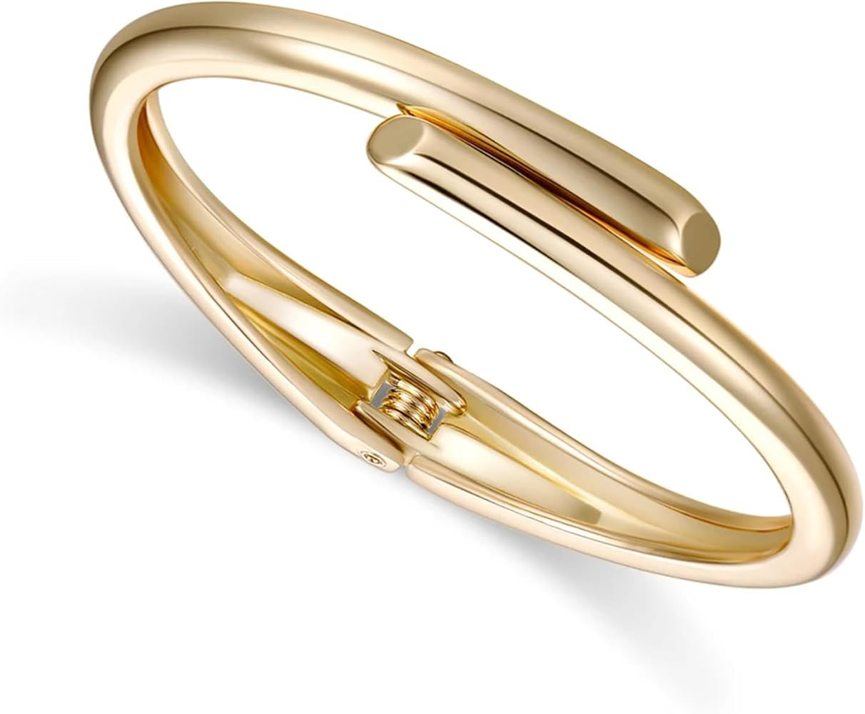 Gold Cuff Bracelets for Women Thin Open Cuff Bangle Bracelets Minimalist Cuff Bracelet Jewelry | Amazon (US)