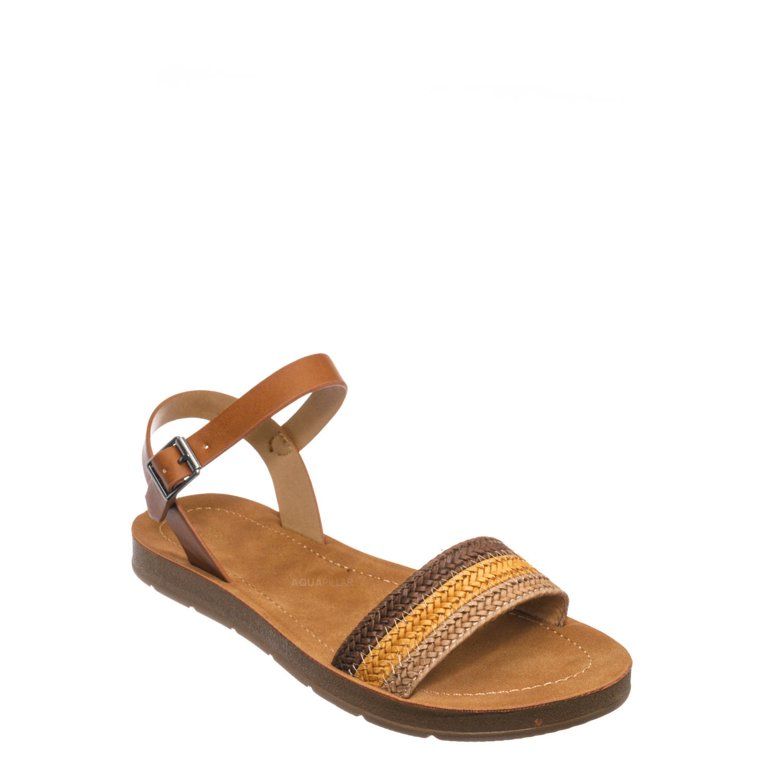 Ample Boho Woven Flat Sandal - Women Contoured Novelty Bohemian Strap | Walmart (US)