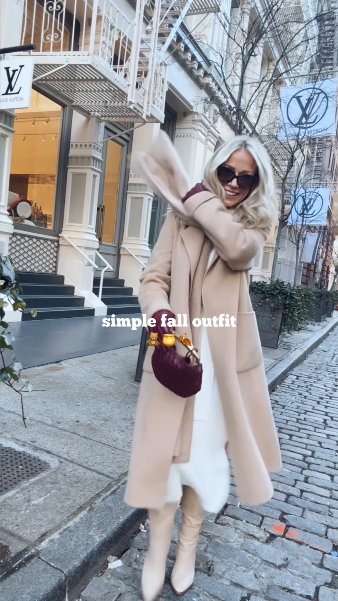 Simple fall outfit

Camel coat
Amazon sweater dress midi
Neutral style 