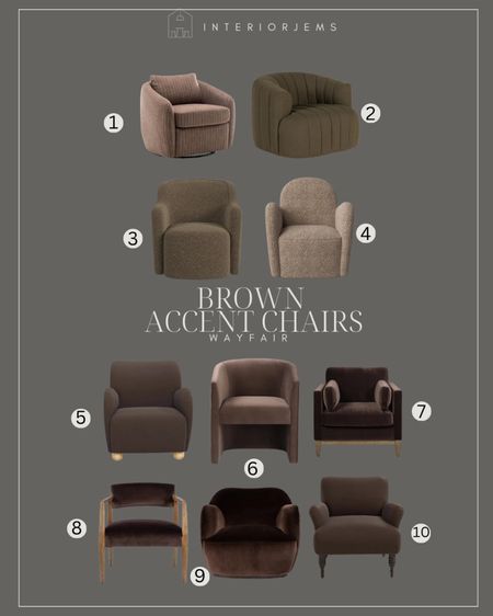 Brown accent chairs from Wayfair we love, affordable, accent, chair, high-end accent chair, mid range, accent chair, modern lounge chair, swivel chair, living room, chair, bedroom chair, on sale, Wayfair

#LTKstyletip #LTKhome #LTKsalealert