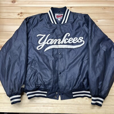 Vintage Majestic Diamond New York Yankees Spellout Satin Bomber Jacket Size XL  | eBay | eBay US