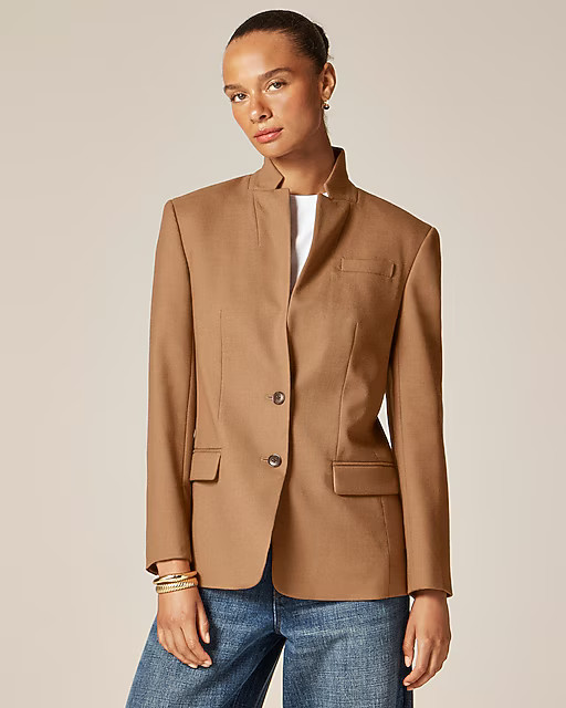 Standing collar blazer in wool-blend flannel | J. Crew US