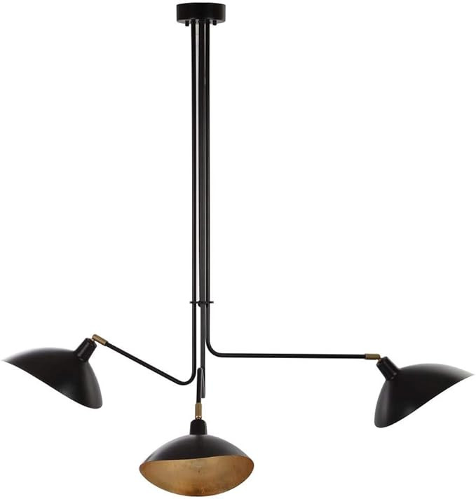 SAFAVIEH Lighting Collection Lewis Mid-Century Modern Retro Scandinavian Black Metal/ Gold Leaf 3... | Amazon (US)