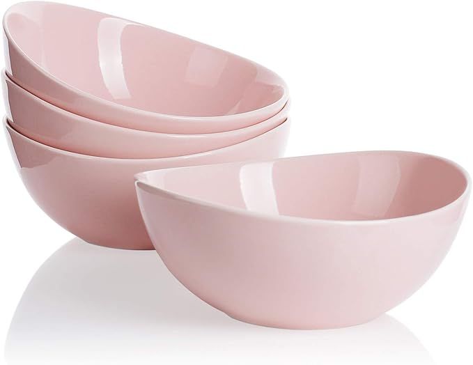 Sweese 103.408 Porcelain Bowls - 28 Ounce for Cereal, Salad and Desserts - Set of 4, Pink | Amazon (US)