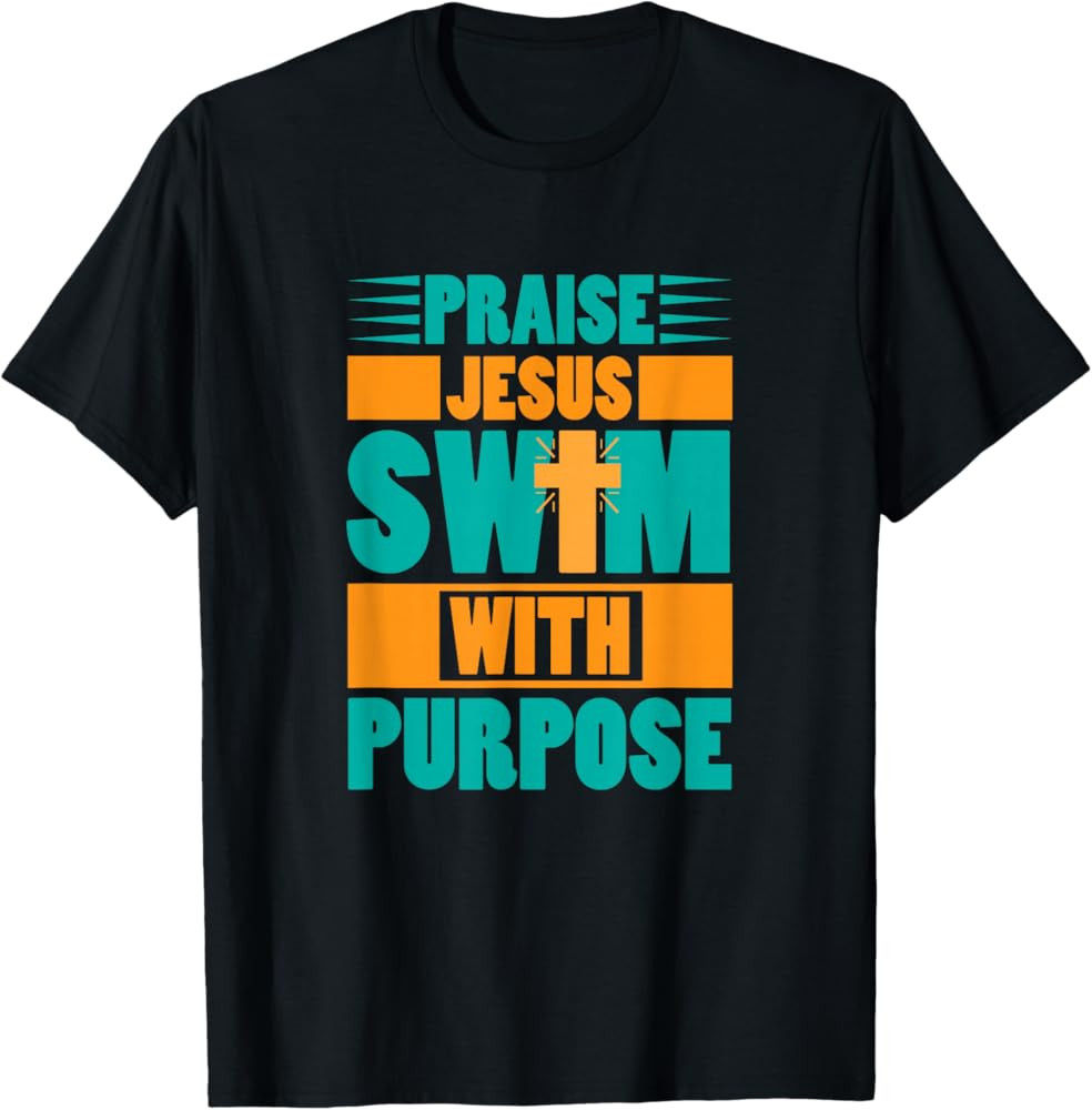 Praise Jesus Swim with Purpose, Christian Swimming T-Shirt | Amazon (US)