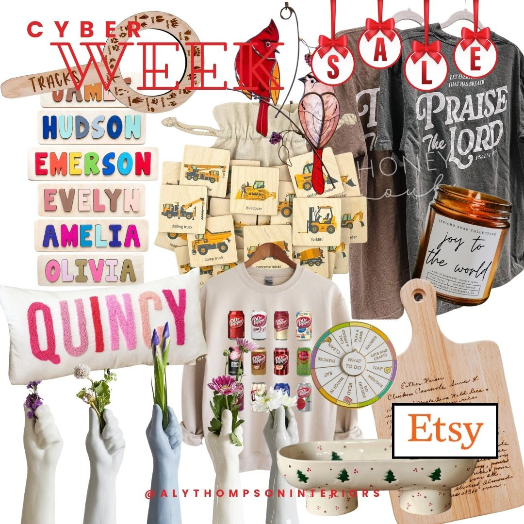 Cyber Week | Cyber Deals | Etsy | Cutting Board | Christmas Candles | Christian T-Shirt | Gifts for Her | Gifts for Kids 

 #LTKCyberWeek #LTKGiftGuide #LTKKids