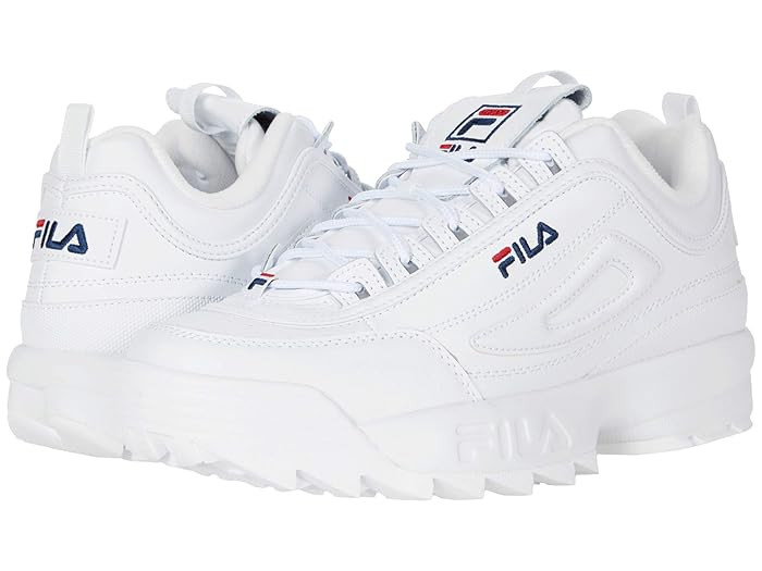 Fila Disruptor II Premium (White/Fila Navy/Fila Red) Men's Shoes | Zappos