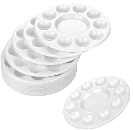 CENTSTAR 15 Pcs Round Paint Tray Palettes Plastic for Acrylic Oil Watercolor Craft DIY Art Painti... | Amazon (US)