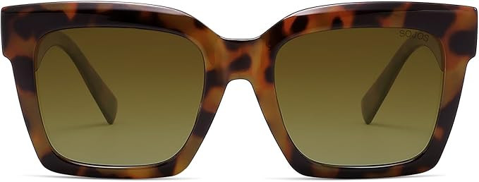 SOJOS Trendy Square Polarized Sunglasses for Womens Mens,Retro Plastic Frame Shades Designer Insp... | Amazon (US)