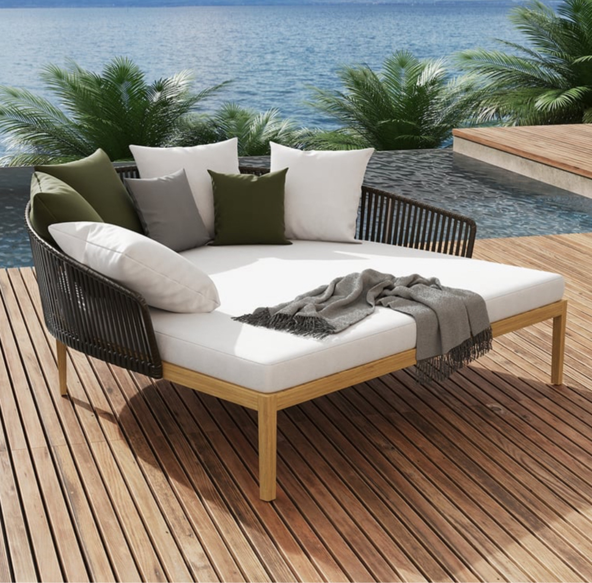 Modern Style PE Rattan Outdoor Daybed With Cushion Pillow In White & Coffee

#LTKCyberWeek #LTKHoliday #LTKHome