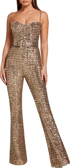 NADINE MERABI Lucinda Sequin Sleeveless Jumpsuit | Nordstrom | Nordstrom