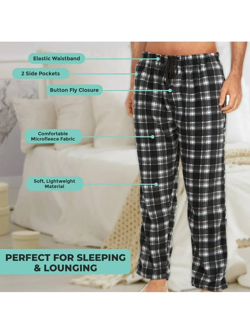 DARESAY Mens 3 Pack Pajama Pants for Men, Microfleece Pajama Pants, Men's Pajamas, Sleep pants wi... | Walmart (US)